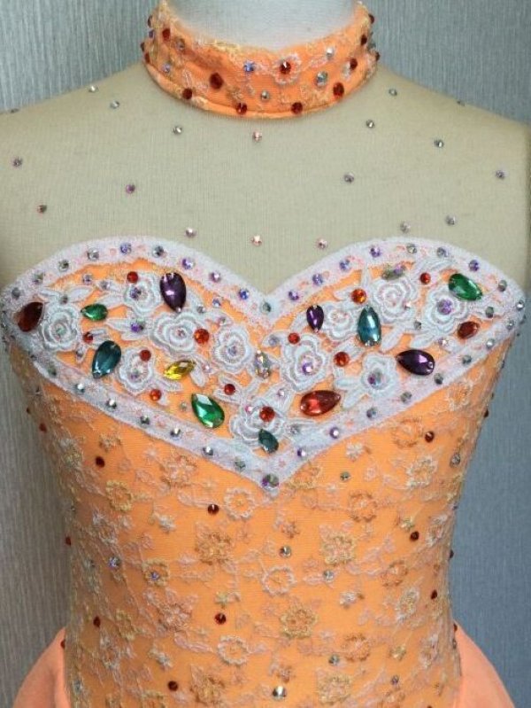 画像3: ストレッチレースのバックりぼんドレス（オレンジ）リストドレスセット (3)