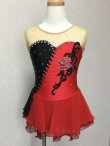 画像1: 薔薇のバイカラードレス（赤×黒） (1)