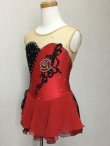 画像4: 薔薇のバイカラードレス（赤×黒） (4)