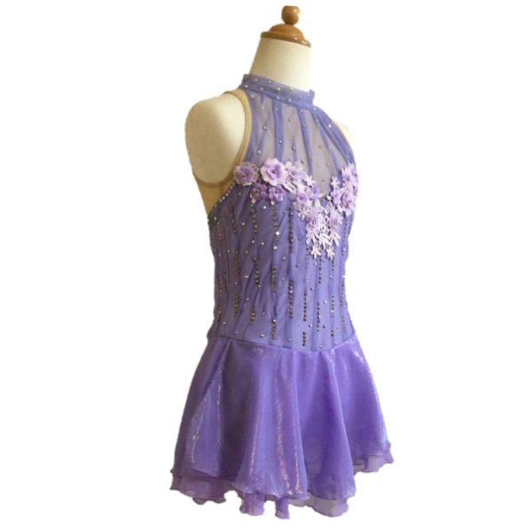 画像2: フラワーモチーフのホルターネックドレス(パープル系) (2)