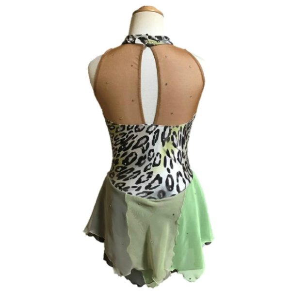 画像2: レオパードハイネックドレス(グリーン×ベージュ) (2)