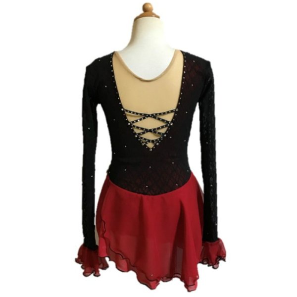 画像2: 薔薇のロングスリーブドレス(ブラック×レッド) (2)