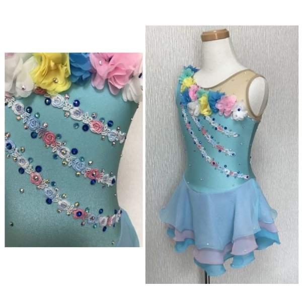 画像4: お花のワンショルダースドレス(水色) (4)