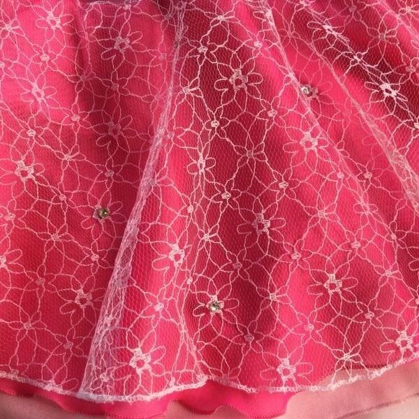 画像3: チュールレースとジョーゼット3段スカート(ピンク系)スワロフスキーラインストーン付き (3)