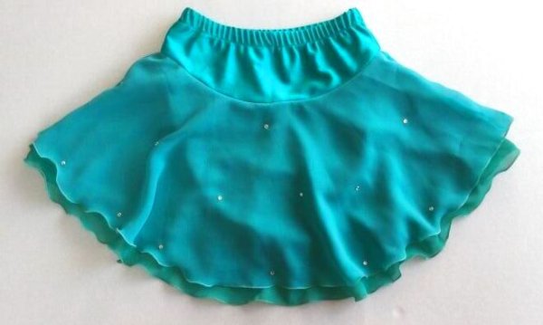 画像2: ジョーゼット2段スカート(ジェイド系)スワロフスキーラインストーン付 (2)