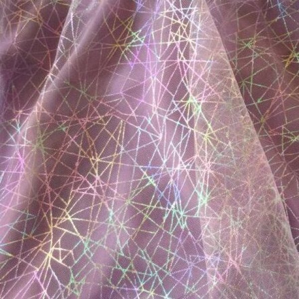 画像5: きらきらチュールとジョーゼットの2段スカート(幾何学・うす紫) (5)