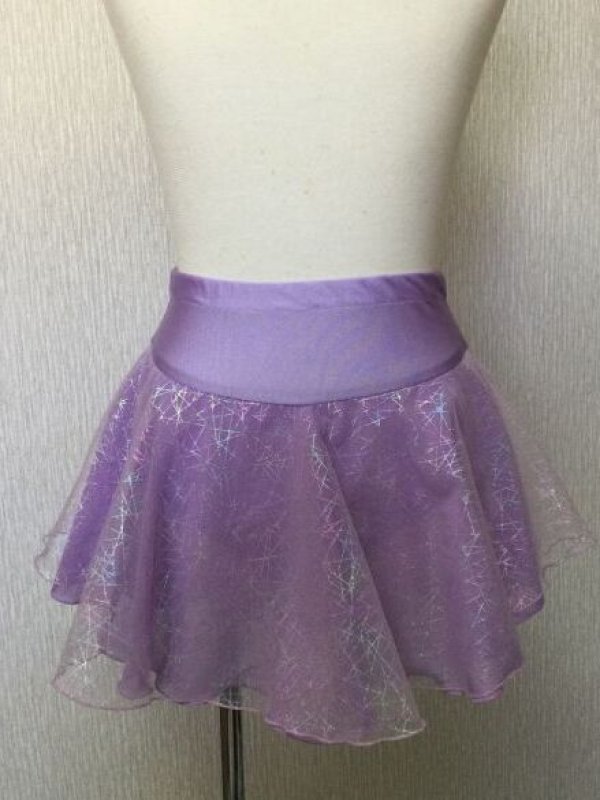 画像2: きらきらチュールとジョーゼットの2段スカート(幾何学・うす紫) (2)