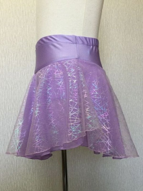 画像4: きらきらチュールとジョーゼットの2段スカート(幾何学・うす紫) (4)