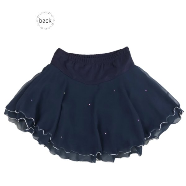 画像2: ジョーゼット2段スカート サイドフリル(ネイビー) (2)