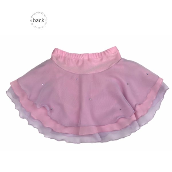 画像2: ジョーゼット3段スカート　フロントレース（ベビーピンク×ラベンダー） (2)