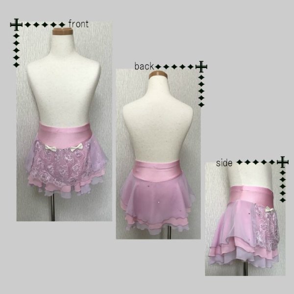 画像3: ジョーゼット3段スカート　フロントレース（ベビーピンク×ラベンダー） (3)
