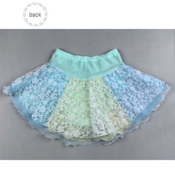 画像2: ジョーゼットとレースのパネルスカート（パステルカラーミックス） (2)
