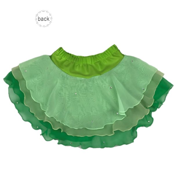 画像2: ジョーゼット3段スカート　りぼんとお花（グリーン系） (2)