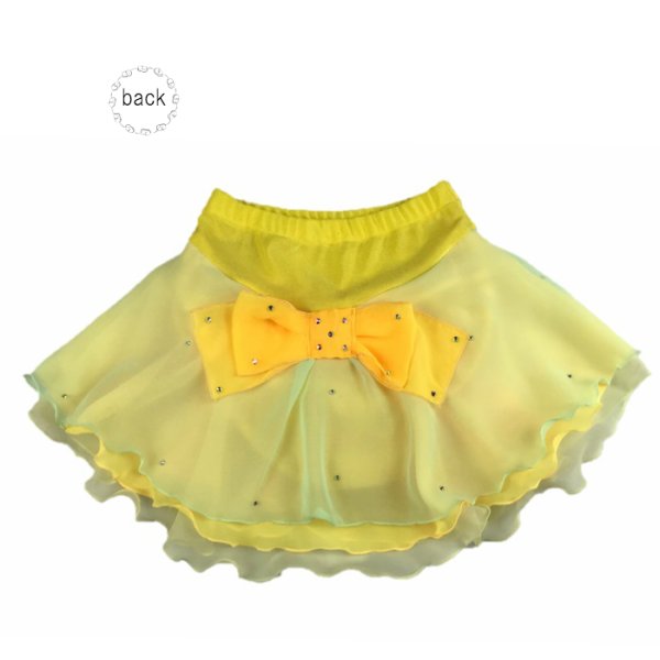 画像2: ジョーゼット3段スカート　バックりぼん（イエロー系） (2)