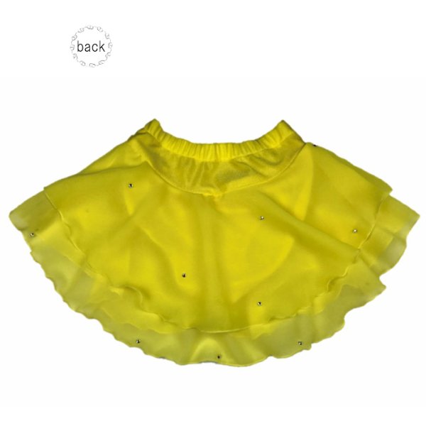 画像2: ジョーゼット2段スカート　りぼんとお花（イエロー） (2)