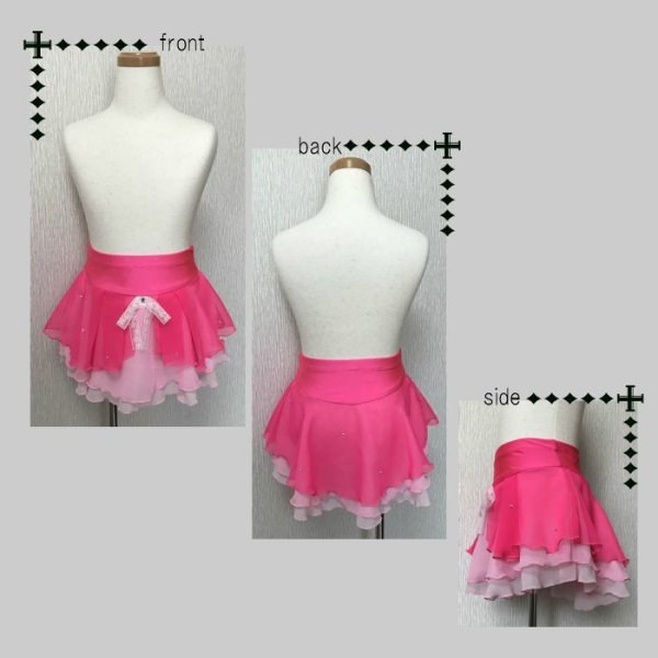 画像3: ジョーゼット3段スカート プリンセス(ネオンピンク) (3)