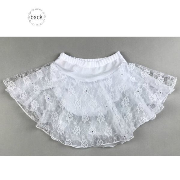 画像2: チュールレースとジョーゼットの2段スカート りぼん (ホワイト) (2)