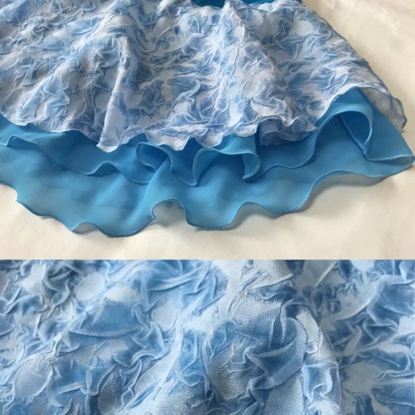 画像2: クリンクルジョーゼット2段スカート（ターコイズ） (2)