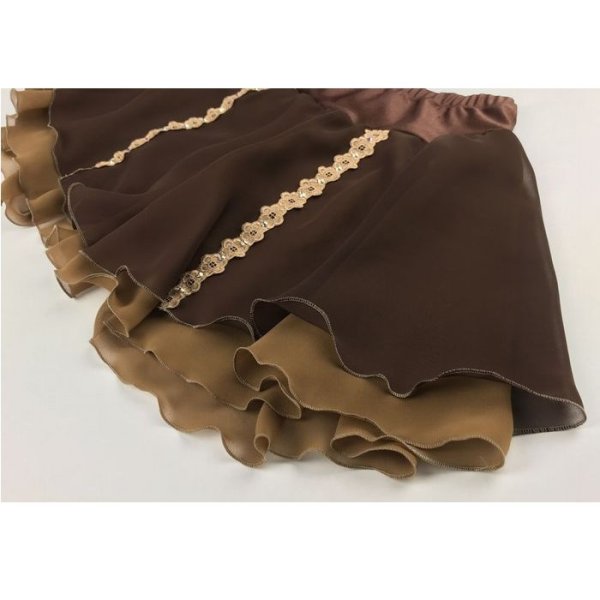 画像3: ジョーゼット２段スカートフラワーブレード（ダークブラウン） (3)