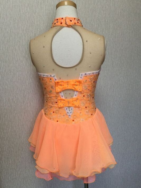 ストレッチレースのバックりぼんドレス（オレンジ）リストドレスセット - Ice Tiara